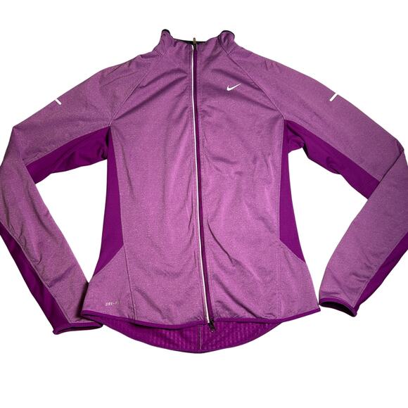 Nike Dri-Fit Full Zip Womens M Magenta Running Activewear Lightweight Colorful - Picture 1 of 11